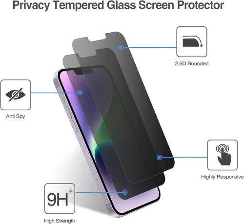 Vista 3 de ProCase Paquete de 2 protectores de pantalla de privacidad para iPhone 14 Plus iPhone 13 Pro Max, protector de pantalla de vidrio templado oscuro 9H