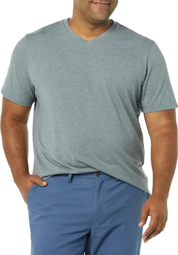 Vista 5 de Tienda Essentials Camiseta de manga corta con cuello en V para hombre (disponible en tallas grandes y altas), paquete de 2