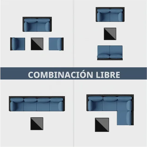 Vista 6 de SUNLEI - Juego de 5 muebles de patio para exteriores, respaldo bajo, sofá modular de ratán para todo tipo de clima con mesa de té y cojines de sofá