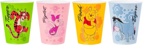 Vista 2 de Silver Buffalo Winnie the Pooh - Juego de 4 mini tazas de plástico con Tigger, Eeyore y Piglet, 1.5 onzas