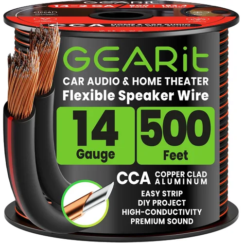 Vista 17 de GEARit - Cable de altavoz de calibre 14 de 20 pies, cable de altavoz 14/2 Negro