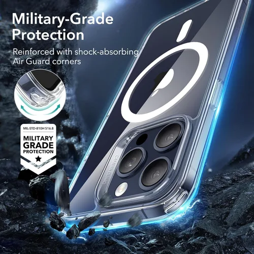 Vista 6 de ESR para iPhone 15 Pro, Funda Compatible con MagSafe, Protección de Grado Militar, Resistente al Amarilleo, Parte Posterior Resistente a