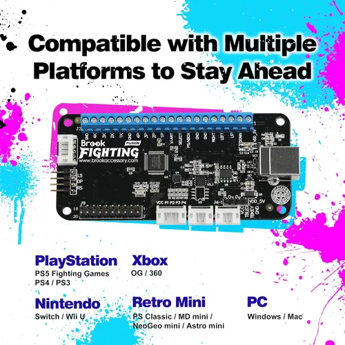 Vista 3 de Brook Universal Fighting Board Fusion - Versión de encabezado preinstalada, para la solución PS5 Fighting Games, compatible con Street Fighter 6