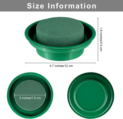 Vista 2 de Hahood Paquete de 8 rondas de espuma floral verde en cuencos, kit de arreglo floral para flores frescas y artificiales, 4.7 pulgadas de diámetro