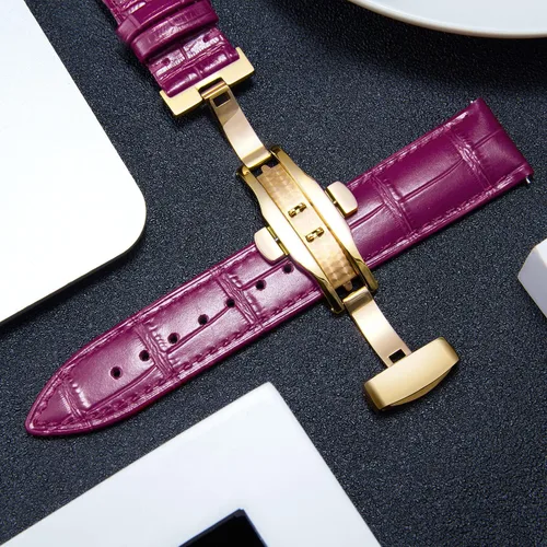 Vista 4 de BINLUN Leather Watch Strap, Quick Release Genuine Leather Replacement Watch Band with Butterfly Deployment Buckle for Men and Women, 12mm-24mm