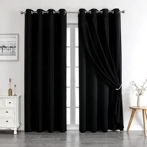 Vista 10 de Lotusolution Cortinas Opacas Beige para Dormitorio Juego de Cortinas Mix & Match con Aislamiento Térmico Blackout Total para Ventanas y Cortinas