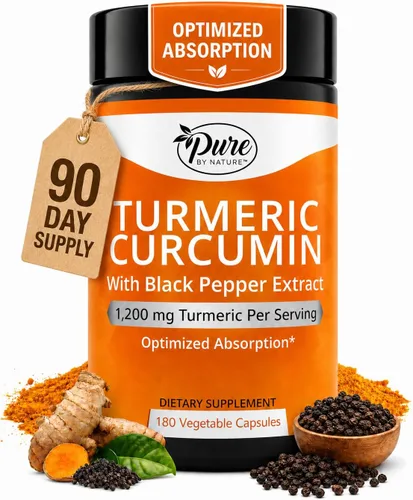 Vista 7 de Pure By Nature Cúrcuma con pimienta negra (suministro para 45 días) 95%