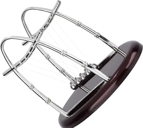 Vista 4 de Bolas de equilibrio clásicas Newton Cradle 5 bolas de acero de péndulo Ulum para oficina y educación escolar Newton bolas de cojinete oscilante (S)