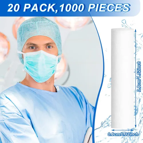 Vista 2 de 1000 rollos de gasa dental, almohadillas de algodón, buenas, tapones absorbentes para la nariz, rollos de algodón dental, bolas de hisopos