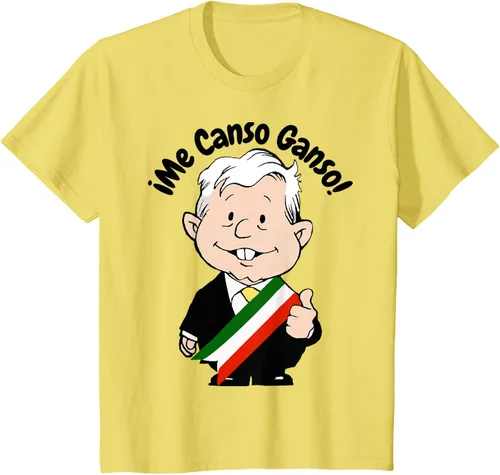 Vista 43 de AMLO Amlito Me Canso Ganso - Camiseta con diseño de dibujos animados mexicanos Gris Oscuro