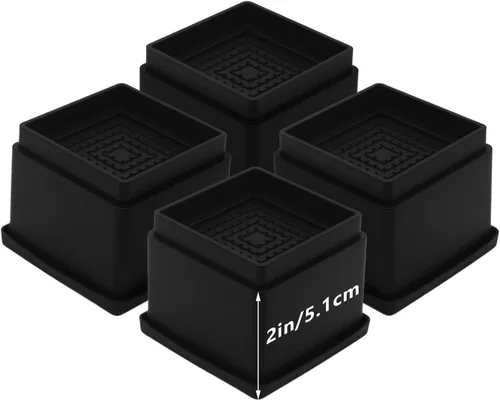 Vista 15 de 4 juegos de elevadores de muebles - elevadores de cama negros de 1", 2" o 3" pulgadas, elevadores redondos apilables resistentes para mesa, sofá