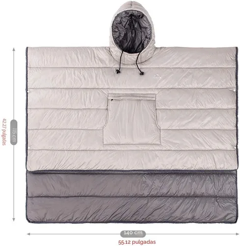 Vista 3 de Bolsa de dormir Camp Poncho con capucha portátil y manta - Capa térmica ligera tipo sobre con capucha con bolsa de compresión premium