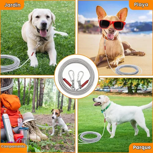 Vista 6 de Cable de amarre para perros de hasta 125/250 libras, correa y cadenas de 10/20/30/50 pies de largo, cable de pasillo para perros pequeños y grandes