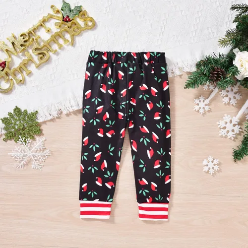Vista 5 de Conjunto de ropa de Navidad con estampado de Papá Noel para niñas pequeñas, conjunto de ropa de Navidad de 3 piezas