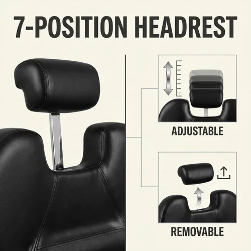 Vista 6 de Artist hand Silla de peluquería hidráulica, sillas de estilo de 21 pulgadas de ancho para salón con capacidad de 450 libras, silla reclinada de Negro