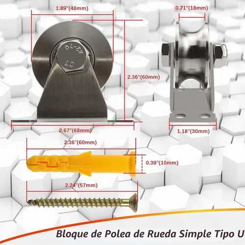 Vista 2 de Polea de rueda de ranura de acero inoxidable, bloque de polea súper silencioso para equipos de gimnasio de bricolaje, rodamiento dúplex desmontable
