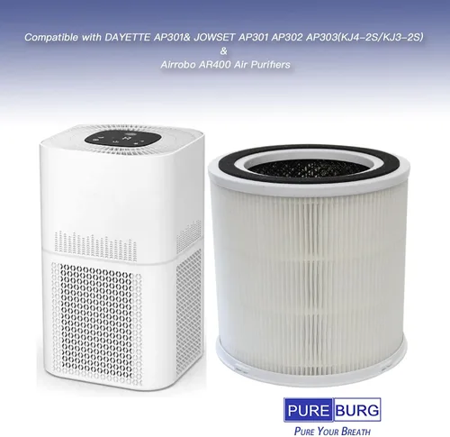 Vista 2 de PUREBURG Filtro de repuesto compatible con purificadores de aire DAYETTE AP301 y JOWSET AP301 AP302 AP303 y AIRROBO AR400, paquete de 2 unidades H13
