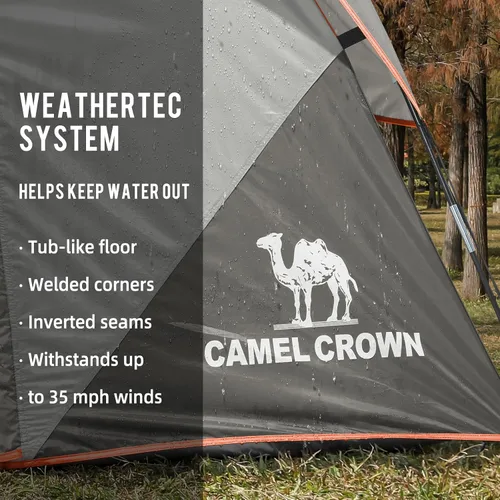 Vista 9 de CAMEL CROWN Tents for Camping 4/6 Person Tent Waterproof Easy Setup Backpacking Tents