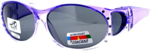Vista 2 de The Overstock - Gafas de sol polarizadas para usar sobre gafas Morado Rosa Gris-8866 S