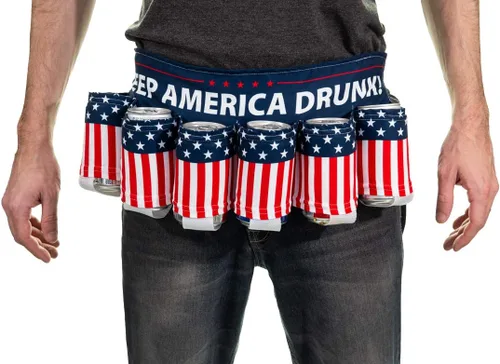 Vista 3 de Novedad USA Americana - Cinturón temático para sostener bebidas, cerveza