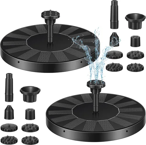 Vista 8 de Riakrum 1 paquete de bomba solar para fuente de baño para pájaros con 6 boquillas de energía solar, panel flotante para jardín, pecera, piscina