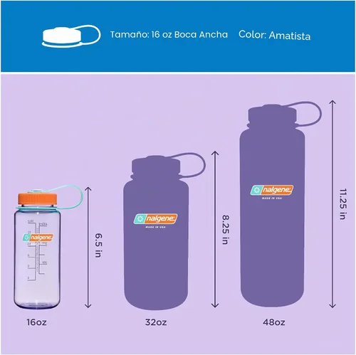 Vista 5 de Nalgene Botella de agua de boca ancha de 16 onzas, amatista Sustain amatista