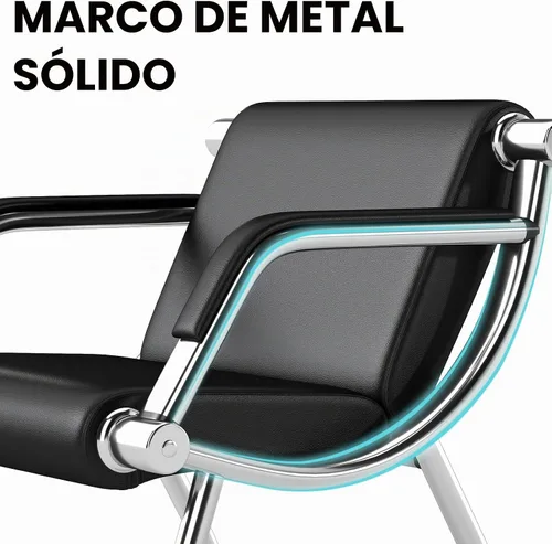 Vista 5 de kinbor - Silla de espera con reposabrazos, asiento de invitados de piel sintética, color negro