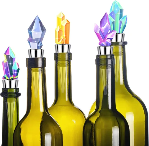 Vista 5 de Honeydak 6 tapones de acero inoxidable para botellas de vino, corchos