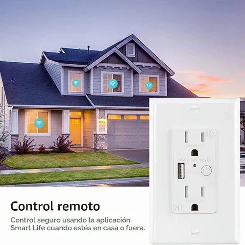 Vista 2 de Zigbee - Toma de pared con USB, un controlado, uno siempre encendido, compatible con Google Assistant y Alexa (clase 2 USB)