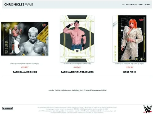 Vista 2 de Panini Chronicles WWE Hobby Box 2022 (6 paquetes/8 cartas: 2 autos)