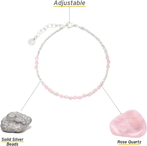 Vista 2 de Pulsera energética hecha a mano con cuentas de plata de ley 925 con piedras preciosas - Empoderando la joyería de las mujeres
