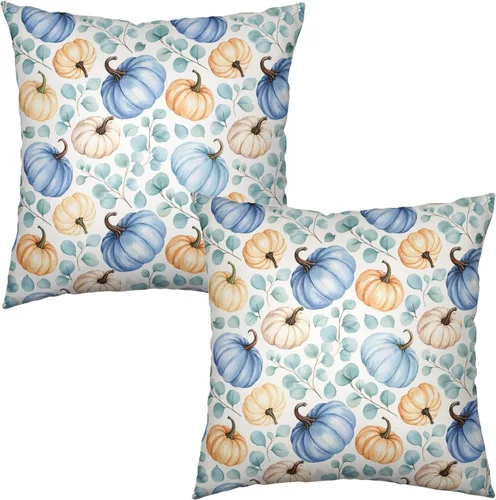 Vista 180 de Juego de 2 fundas de almohada de 16 x 16 pulgadas, diseño patriótico de bandera estadounidense con estrellas para exteriores, estilo casa de campo