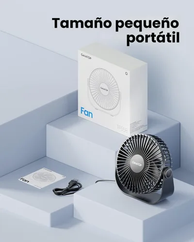 Vista 7 de Gaiatop Ventilador de escritorio USB, flujo de aire fuerte de 3 velocidades, portátil de 5.5 pulgadas, rotación de 90°, refrigeración silenciosa