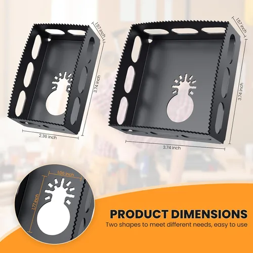 Vista 5 de Cortador cuadrado de salida de paneles de yeso para herramienta oscilante, paquete de 2 herramientas de corte de caja eléctrica para cajas de pared