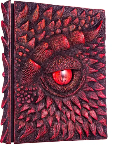 Vista 10 de Diario 3D en relieve de ojo de dragón en relieve, cuaderno grabado de resina, cuaderno Dnd para los amantes de los dragones, papel en blanco, bloc