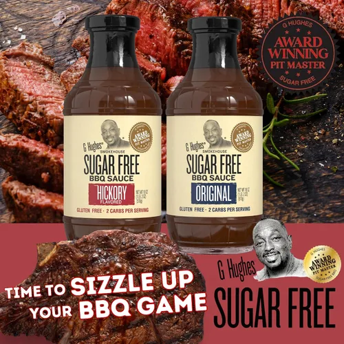 Vista 4 de G Hughes Smokehouse Salsa de barbacoa sin azúcar, Hickory, 18 & SF Original 18 oz (paquete de 2)
