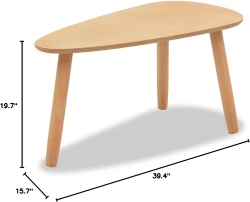 Vista 2 de Mesa auxiliar, mesa de centro y escritorio, mesa de centro de madera maciza adecuada para sala de estar, oficina, balcón, sala de estar familiar
