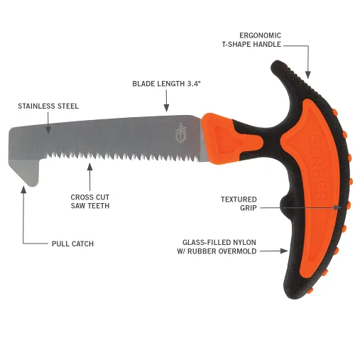 Vista 5 de Gerber Gear Vital Pack - Sierra compacta, hoja de diente de sierra de acero inoxidable para camping, caza y senderismo con funda