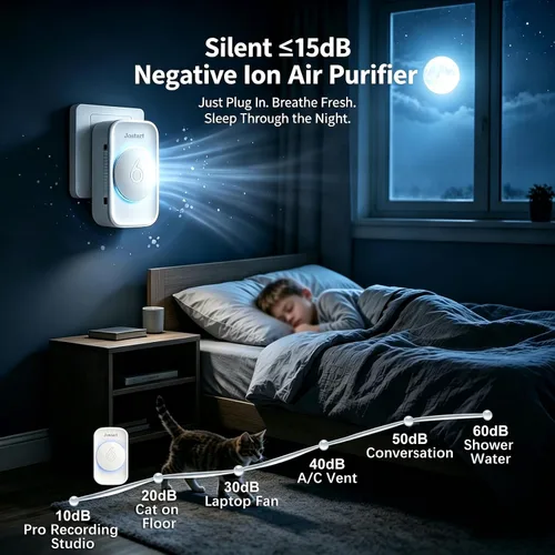 Vista 5 de JOSTART - Ionizadores de aire (paquete de 3), purificadores de aire de iones negativos para el hogar y la oficina Quiet Air Freshener for Bedroom