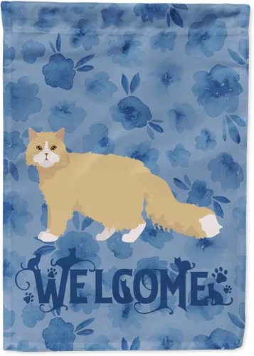 Vista 335 de Caroline's Treasures CK4813CHF - Bandera de bienvenida con gato abisinio azul, manga grande, para porche, para colgar en la pared, poliéster