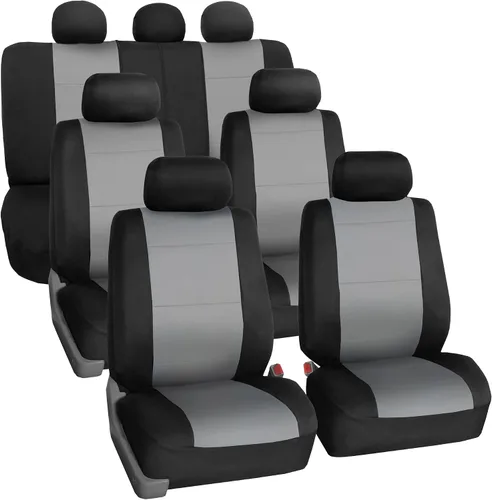 Vista 13 de FH Group Juego completo de fundas de neopreno impermeables para asiento de automóvil, de tres filas y 7 plazas, listas para bolsa de aire