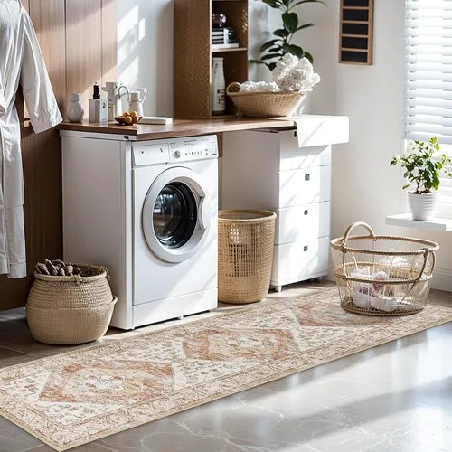 Vista 9 de Beeiva Alfombra bohemia lavable de 2 x 3 pulgadas, tapete ultra fino para puerta de entrada interior, tapete antideslizante para puerta delantera