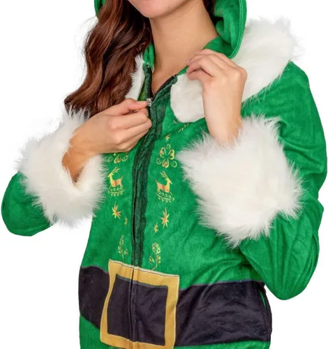 Vista 5 de Disfraz unisex de Buddy The Elf para adultos, disfraz de película de Halloween, pijama