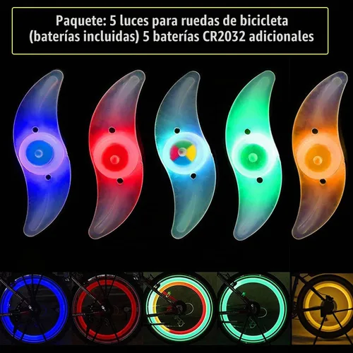 Vista 4 de 5 luces LED coloridas para rueda de bicicleta, impermeable, fácil de instalar, luces LED con 3 modos, para decoración de radios de bicicleta