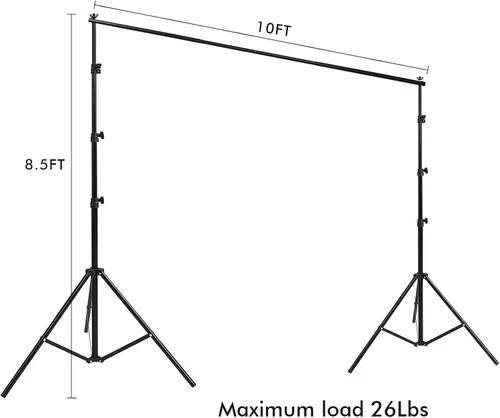 Vista 4 de Estudio de video fotográfico de 10 x 8.5 pies con fondo de muselina (verde/blanco/negro) y kit de iluminación LED de 85 W 5500K y paraguas, kit
