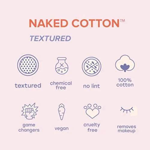 Vista 4 de White Rabbit Naked Cotton Textured - Almohadillas de algodón perforado sin blanquear para tónico, eliminación de maquillaje y máscaras Sin pelusa