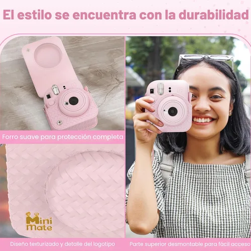 Vista 6 de Fujifilm Cámara instantánea Instax Mini 12 color rosa flor + estuche personalizado Minimate + película fotográfica Fuji Instax 10 hojas y álbum