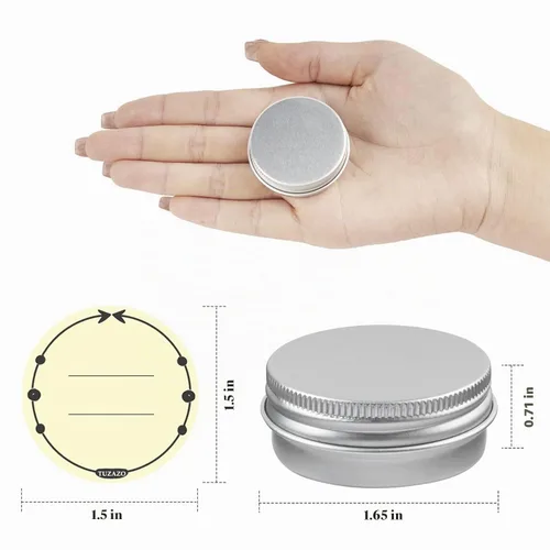 Vista 2 de TUZAZO Paquete de 12 latas de aluminio, recipiente de metal de 1/2 oz con tapas y etiquetas