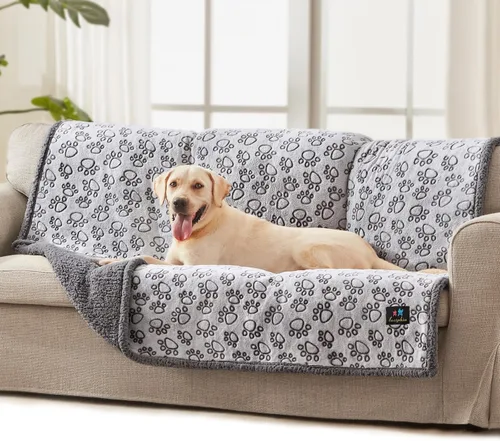 Vista 10 de Luciphia Mantas impermeables para mascotas para sofá o cama, a prueba de orina líquida, lavable, suave, esponjosa, manta reversible para perros