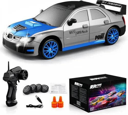 Vista 11 de Auto de control remoto RC Drift Car 2.4GHz escala 1:24 4WD 15KM/H Modelo de vehículo de alta velocidad con luces LED Neumático de Derrape Coche